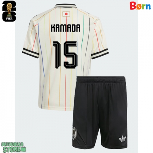 Japan Daichi Kamada #15 Replika Babytøj Udebanesæt Børn VM 2026 Kortærmet (+ Korte bukser)